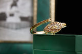 Fashion Snake Bling Watch Bracelet Copper Inlaid Rhinestones Cuff Bangle For Women