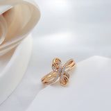 Captivating 14K Filled Rose Gold Bow-knot Ring with AAA Zircon Diamonds Pave Setting - Luxury Jewellery