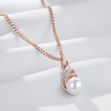 14K Rolled Gold Elegant White Pearl AAA Zircon Diamonds Unique Pendant And Necklace