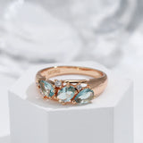 14 Karat Gold Filled New Blue AAA Zircon Crystal Vintage Ethnic Geometry Ring for Women