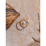 18K Gold Plated Trendy Stainless Steel Natural Pearl Thin Finger Versatile Ring