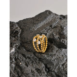 18K Gold Plated Exquisite Stainless Steel AAA Cubic Zirconia Multi Layer Stylish Ring