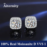 Fine Moissanite Diamonds S925 Sterling Silver Stud Earrings For Women And Men