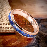 True Blue Galaxy Opal Inlaid Dome Polished 4MM 6MM 8MM Tungsten Men Women Rings