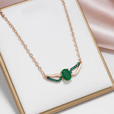 Superb Dark Green Rolled 14K Rose Gold AAA Zircon Crystals Pendant Necklace For Women -  Luxury Jewellery