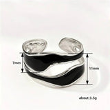 New Wave Design Elegant Black/White Enamel Versatile Rings for Women