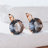 14 Karat Rolled Gold Big AAA Grey Zircon Crystals Fashion Drop Earrings For Women Jewellery