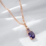 Excellent Shiny 14K Filled Rose Gold AAA Zircon Purple Lilac Crystal Necklace - High Quality Jewellery