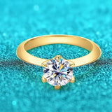3 Colour 18KGP 1ct VVS1 D Colour Moissanite Diamond Solitaire Silver Wedding Ring