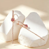 Delicate Red AAA Zircon Crystals 14K Filled Gold Long Tassel Earrings Fine Jewellery