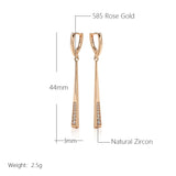 14 Karat Gold Filled AAA Zircon Diamonds Long Dangle Trendy Earrings For Women