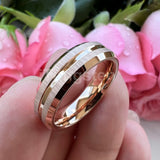 New Grooved Brushed Beveled Finish Classic Tungsten Carbide Rings for Men Women