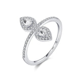 Silver Sparkling Water Drop Shape AAAA Simulated Diamonds Rings - Exquisite Fine Ring - Wedding Jewellery - The Jewellery Supermarket