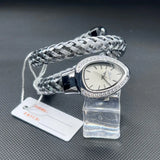 Luxury Lab Diamond Inlaid Gold Snake Braided Bangle Bracelet Ladies Watch