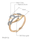 Luxury Crystal Flower Design 14K Rolled Rose Gold AAA Zircon Diamonds Fashion Wedding Rings - Fine Jewellery