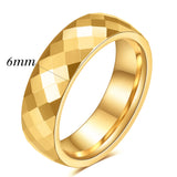 Fashion Cut Polygonal Tungsten Steel 4MM/6MM Rings for Couples Finw Jewellery