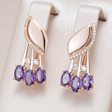 14K Gold Filled Shiny Purple AAA Zircon Diamonds Crystal Flower Earrings Fine Jewellery