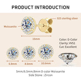 Sparkling 0.5-1-2 Carat Moissanite Diamonds Unisex Silver Stud Earrings