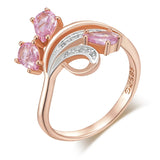 14K Gold Filled Rose and Silver Colour AAA Pink Zircon Crystal Floral Design Two-Tone Ring