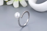 Charming Real Pink Black White Purple Grey Pearl AAA Zircon Diamonds Silver Ring