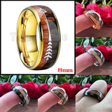 Double Wood And Steel Arrow Inlay 6/8MM Mens Womens Tungsten Carbide Rings