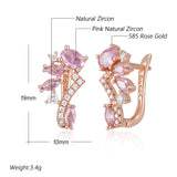 14 Karat Gold Filled Shiny Pink AAA Zircon Crystals Earrings For Women Fine Jewellery