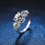 Superb 3CT 3 Stones Moissanite Diamonds Rings for Women 18KGP Wedding Engagement Bridal Sterling Silver Jewellery