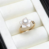Elegant Flower Design Multicolour Freshwater Pearl 925 Silver Adjustable Ring
