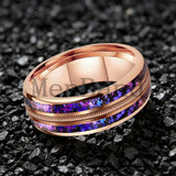 Orion Nebula and Rose Gold Guitar String Inlay Men Women Tungsten Carbide Rings
