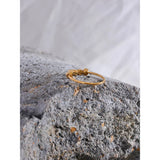 18K Gold Plated Stainless Steel Square Beads Fashion Women Ring - Charm Jewellery