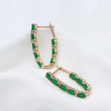 Luxury Oval Cut AAA Emerald Green Zircon Crystal Long Tassel Elegant Earrings