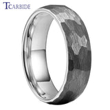 Multi-Faceted Hammered Brushed Finish 4/6/8MM Men Women Tungsten Wedding Rings