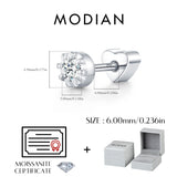 Multi -Styles 925 Silver Geometric Moissanite Heart Screw Stud Helix Earrings