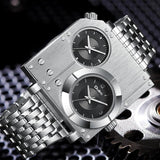 Golden Top Brand Luxury Men's Watches - Stainless Steel Quartz Clock Two Time Zone Unique Wristwatches - The Jewellery Supermarket