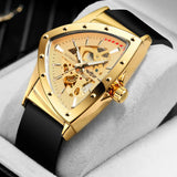 Military Triangle Steel Skeleton Automatic Movement Sports Mechanical Luxury Waterproof Silicone Strap Wristwatches