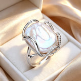 Luxury Beaded Design Freshwater Big Baroque Pearl Silver Gold Colour Cocktail Rings