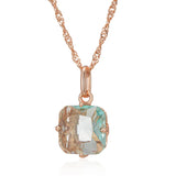 Gorgeous 14K Filled Rose Gold Big Square AAA Zircon Light Green Crystal Necklace For Women -Fashion Jewellery