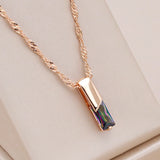 14K Gold Filled Square Multicolour AAA Zircon Crystal Pendant Necklace for Women