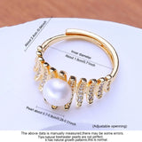 Multi-Tiered Wings Real Pearl AAA Zircon Diamonds 18K Gold Plated Rings