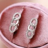 Classic 8 Shape 14K Rolled Rose Gold Stud Earrings with AAA Zircon Diamonds Trendy Luxury Jewellery