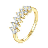 2MM Round VVS1 D Colour Moissanite Diamond Silver 925 Flower Half Eternity Rings