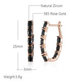 Hot Style Black or White 14K Rolled Rose Gold AAA Zircon Crystals Long Drop Earrings - Luxury Fashion Jewellery