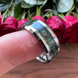 Beveled Polished Carbon Fiber  6MM 8MM Men Women Classic Tungsten Wedding Rings