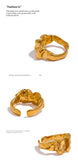18K Gold Plated Stainless Steel Creative Metal Wide Texture Temperament Ring