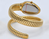 High Quality Gold Diamond Set Snake Shaped Dress Watch Bangle Unique Brand Watch