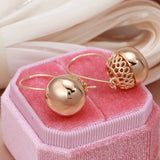 14 Karat Rolled Gold Big Glossy Ball Drop Simple Trendy Dangle One Touch Earrings