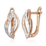14 Karat Gold Filled Two tone Fashion Glossy Hollow Leaves Dangle Vintage Earrings
