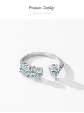 Elegant 925 Sterling Silver Pear shape AAAA Lab Created Diamonds Open Rings