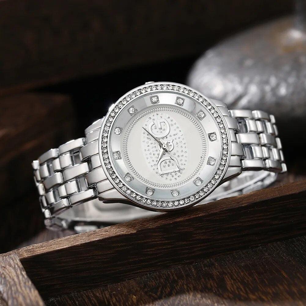 Luxury Famous Brand Watch For Women - Water Resistant Gold Stainless Steel Diamond Quartz Wristwatches - The Jewellery Supermarket
