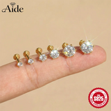 Sterling Silver Six Claws Sparkling Moissanite Diamonds Flat Back Stud Earrings